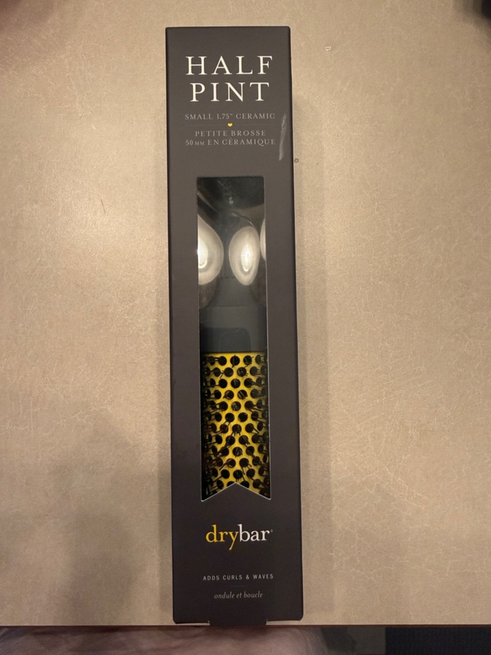 Drybar Half Pint Small Ceramic Brush in Yellow with Black Dots